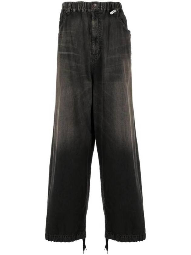 Contrast Panel Mid Rise Cotton Wide Jeans Black - MAISON MIHARA YASUHIRO - BALAAN 4