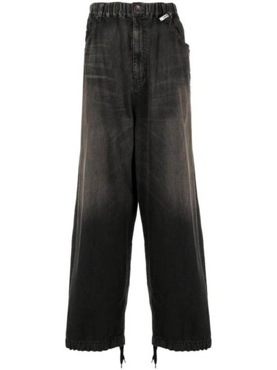 Contrast Panel Mid Rise Cotton Wide Jeans Black - MAISON MIHARA YASUHIRO - BALAAN 2