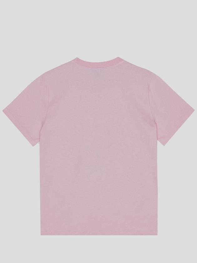 Logo Applique Graphic Print Short Sleeve T Shirt Pink - GANNI - BALAAN 3