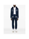 Logo Stripe Print Zip Up Hoodie Midnight Blue - GUCCI - BALAAN 3