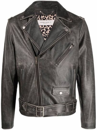 Animal Print Biker Jacket Black - GOLDEN GOOSE - BALAAN 2