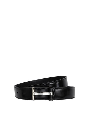 T Buckle Leather Belt Black - TOM FORD - BALAAN 1