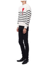 Striped Big Heart Logo Knit Top White - AMI - BALAAN 5