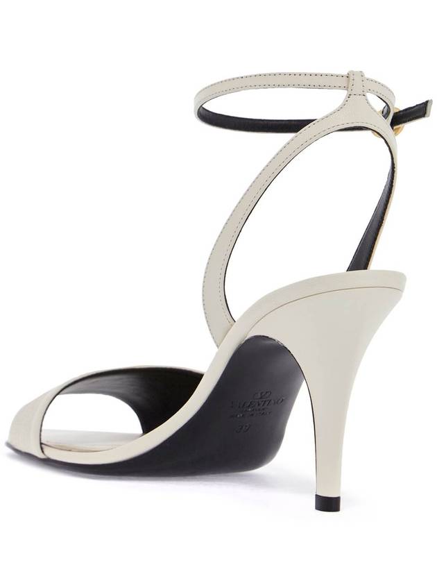 ivory goat leather stiletto sandal with striped strap - VALENTINO - BALAAN 3