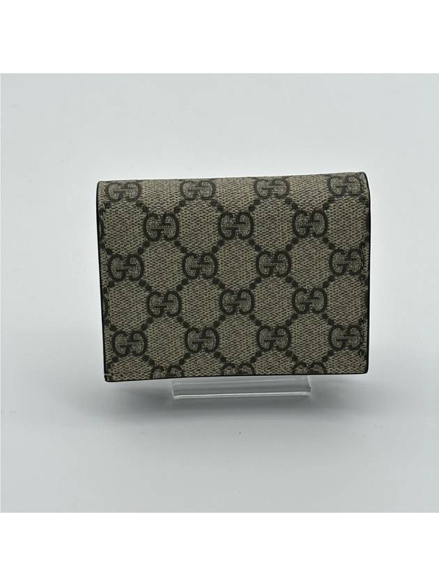 GG Marmont Supreme Canvas Bifold Card Wallet Beige Black - GUCCI - BALAAN 6