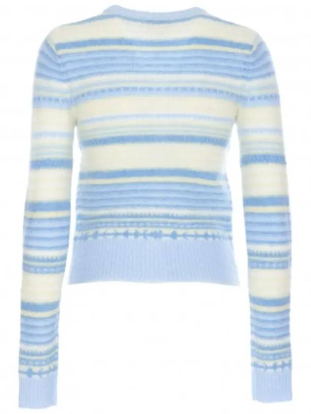 Striped Soft Wool Cardigan Light Blue - GANNI - BALAAN 3