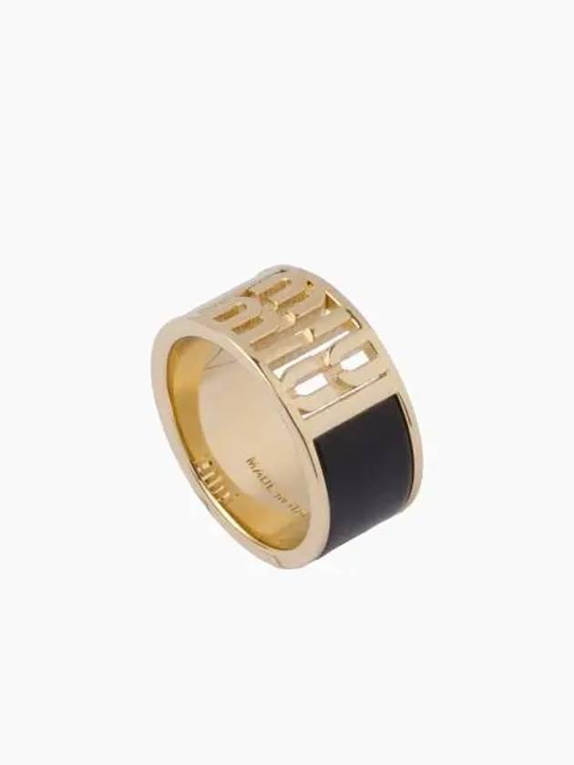 Logo Enamel Metal Ring Gold Black - MIU MIU - BALAAN 2