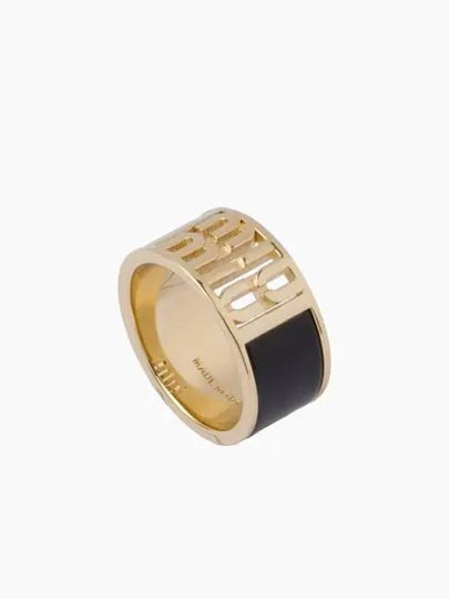 Logo Enamel Metal Ring Gold Black - MIU MIU - BALAAN 2