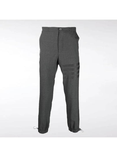 Plain Weave 4-Bar Elastic Waist Track Pants Dark Grey - THOM BROWNE - BALAAN 2