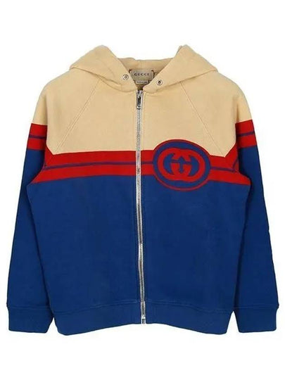 Kids Logo Zip-Up Hoodie Beige Blue - GUCCI - BALAAN 2