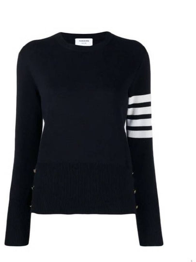 4-Bar Milano Stitch Crew Neck Knit Top Navy - THOM BROWNE - BALAAN 2