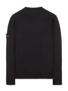 Regular Fit Crew Neck Wool Knit Top Black - STONE ISLAND - BALAAN 3