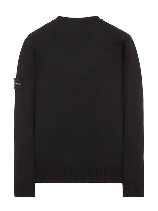 Regular Fit Crew Neck Wool Knit Top Black - STONE ISLAND - BALAAN 3