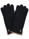 Pony logo embroidered wool gloves black - POLO RALPH LAUREN - BALAAN 4