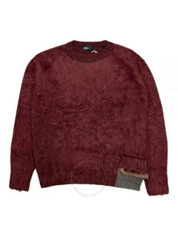 Kolor Men's Reddish Brown Contrasting-Trim Crew-Neck Jumper, Brand Size 3 (Large) - KOLOR - BALAAN 1