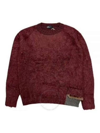 Kolor Men's Reddish Brown Contrasting-Trim Crew-Neck Jumper, Brand Size 3 (Large) - KOLOR - BALAAN 1