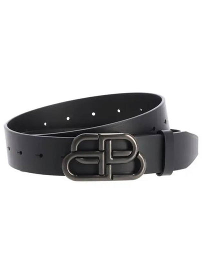 BB Logo Buckle Leather Belt Black - BALENCIAGA - BALAAN 2