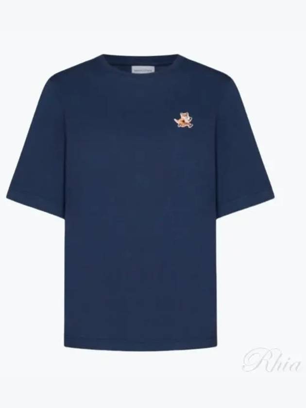 Speedy Fox Patch Comfort Short Sleeve T Shirt Navy - MAISON KITSUNE - BALAAN 2