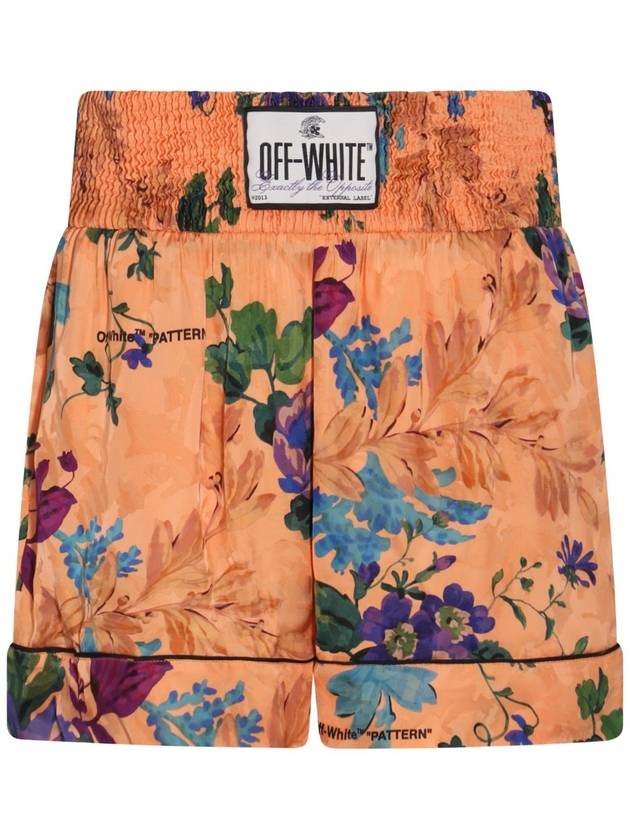 Logo Patch Floral Print Shorts Peach Orange - OFF WHITE - BALAAN 2