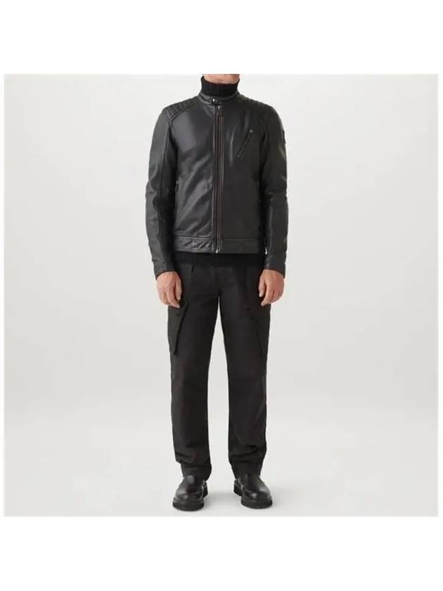 Men's Cheviot Leather V Racer Jacket In Black - BELSTAFF - BALAAN 4