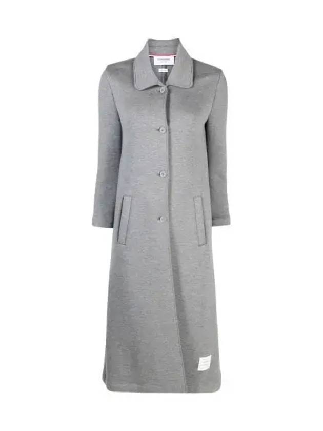 Women's Double Face Tech Round Collar Cotton Overcoat Medium Grey - THOM BROWNE - BALAAN 2