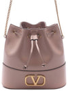 V Logo Signature Chain Napa Leather Bucket Bag Indie Pink - VALENTINO - BALAAN 3