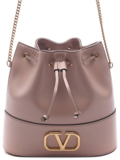 V Logo Signature Chain Napa Leather Bucket Bag Indie Pink - VALENTINO - BALAAN 2