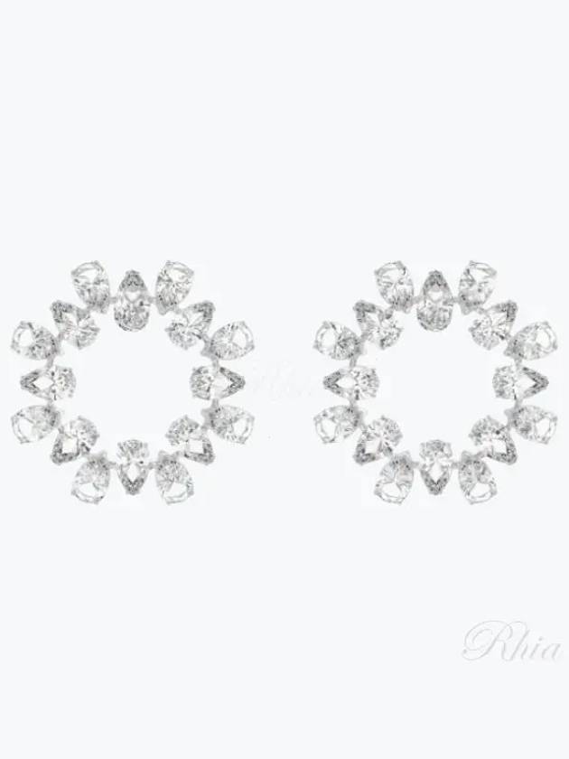 Matrix Pear Cut Crystal Hoop Earrings White - SWAROVSKI - BALAAN 2