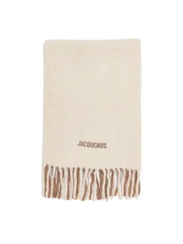 L'echarpe Moisson Embroidered Logo Alpaca Wool Muffler Beige - JACQUEMUS - BALAAN 3