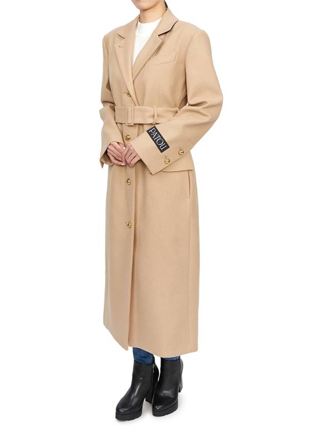 Sustainable Wool Cashmere Blend Tailored Single Coat Beige - PATOU - BALAAN 8