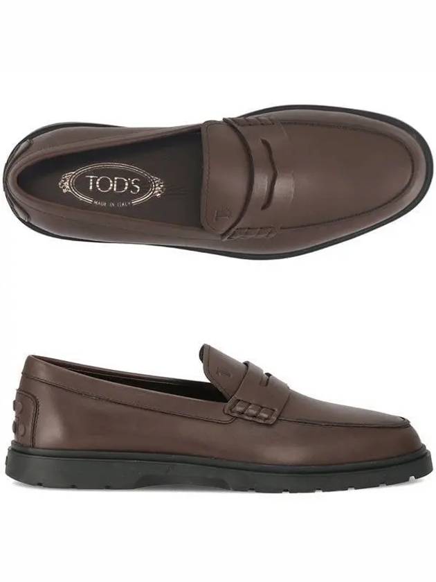 Men's Leather Penny Loafers Dark Brown - TOD'S - BALAAN 2