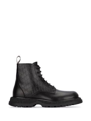 Buffalo Smooth Calfskin Lace-Up Ankle Boot Black - DIOR - BALAAN 1