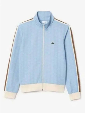 Men s Monogram Jacquard Track Jacket Light Blue - LACOSTE - BALAAN 1