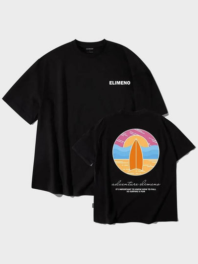 Surfing Artwork Overfit Short Sleeve T Shirt Black - ELIMENO - BALAAN 2