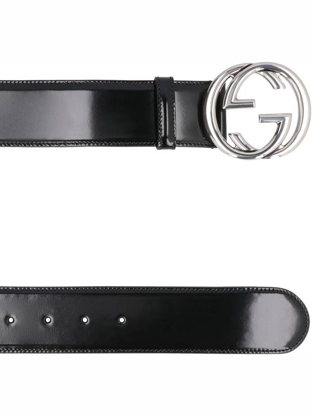 Interlocking G Buckle Leather Belt Black - GUCCI - BALAAN 4