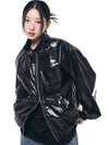 Miel Glossy Leather Jacket Black - GRAYBLVD - BALAAN 2