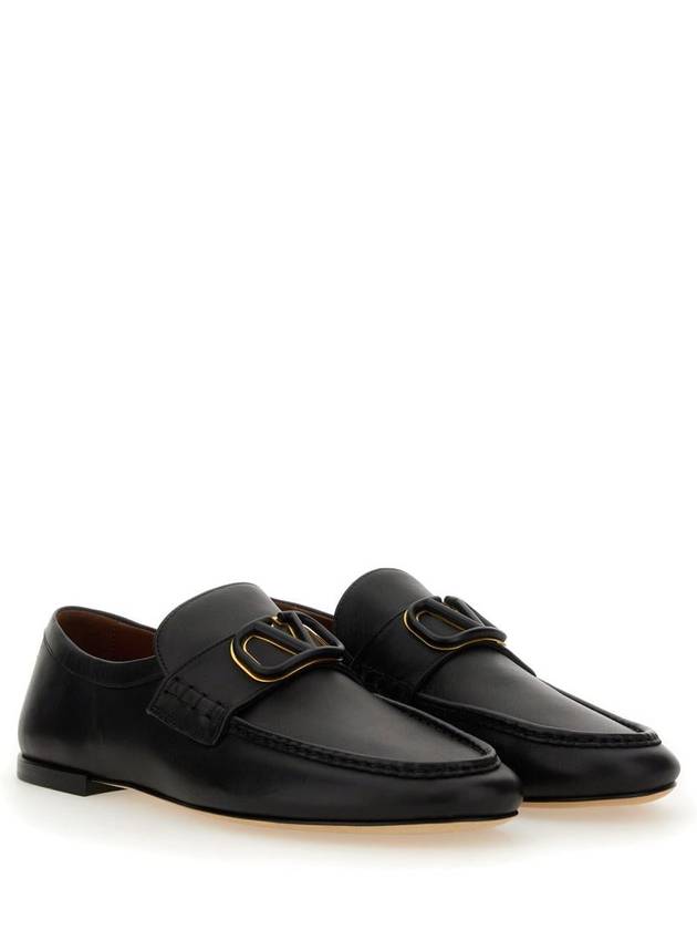 V Logo Leather Loafers Black - VALENTINO - BALAAN 3