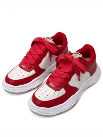 A08FW706 Red White Wayne OG Sole Leather Low Sneakers - MIHARA YASUHIRO - BALAAN 1