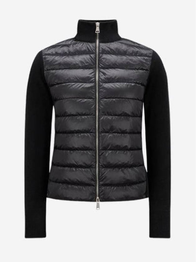 Logo Padded Wool Cardigan Black - MONCLER - BALAAN 2