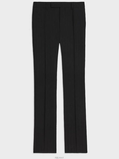 Striped Wool Flare Slacks Black - CELINE - BALAAN 2