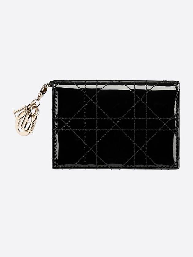 Lady Cannage Patent Calfskin Flap Card Wallet Black - DIOR - BALAAN 2