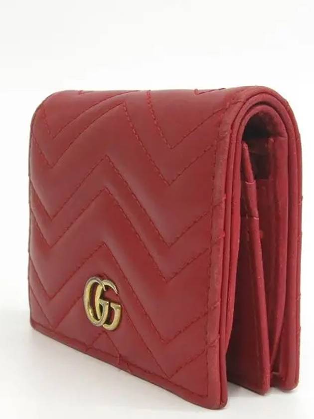 466492 Red Leather Matelasse Marmont Chevron Card and Business Mini Wallet - GUCCI - BALAAN 3