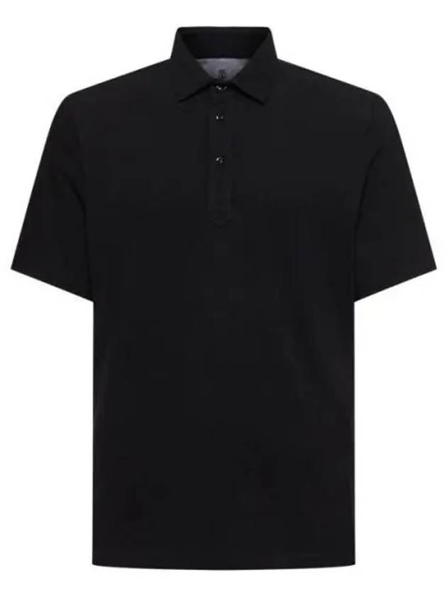 Cotton Jersey Polo Shirt Black - BRUNELLO CUCINELLI - BALAAN 2