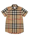 Check Junior Short Sleeve Shirt Brown - BURBERRY - BALAAN 1