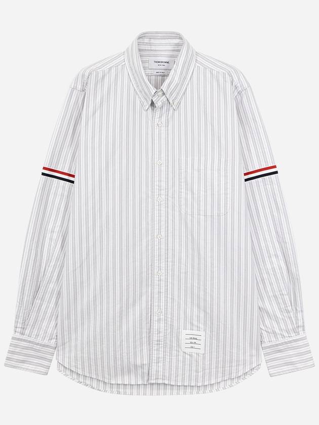 Stripe Oxford Armband Long Sleeve Shirt Grey - THOM BROWNE - BALAAN 2