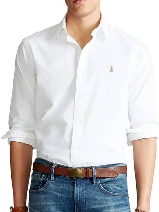 Embroidery Pony Oxford Long Sleeve Shirt White - POLO RALPH LAUREN - BALAAN 3