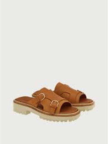 Gancini Buckle Sandals Brown - SALVATORE FERRAGAMO - BALAAN 1