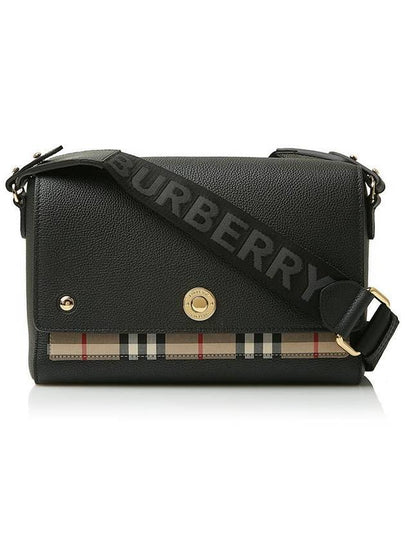 Leather and Vintage Check Note Crossbody Bag Black - BURBERRY - BALAAN 2