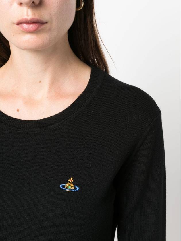 ORB Embroidered Crew Neck Knit Top Black - VIVIENNE WESTWOOD - BALAAN 5