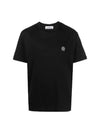 Slimfit Cotton Jersey Short Sleeve T-shirt Black - STONE ISLAND - BALAAN 2